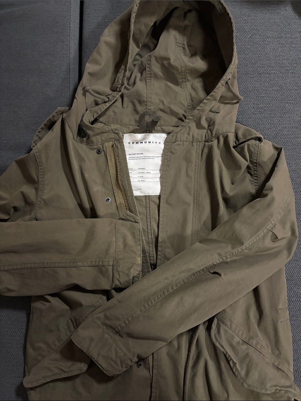 Aritzia Community Olive Green Military Hooded Field Jacket XXS GUC